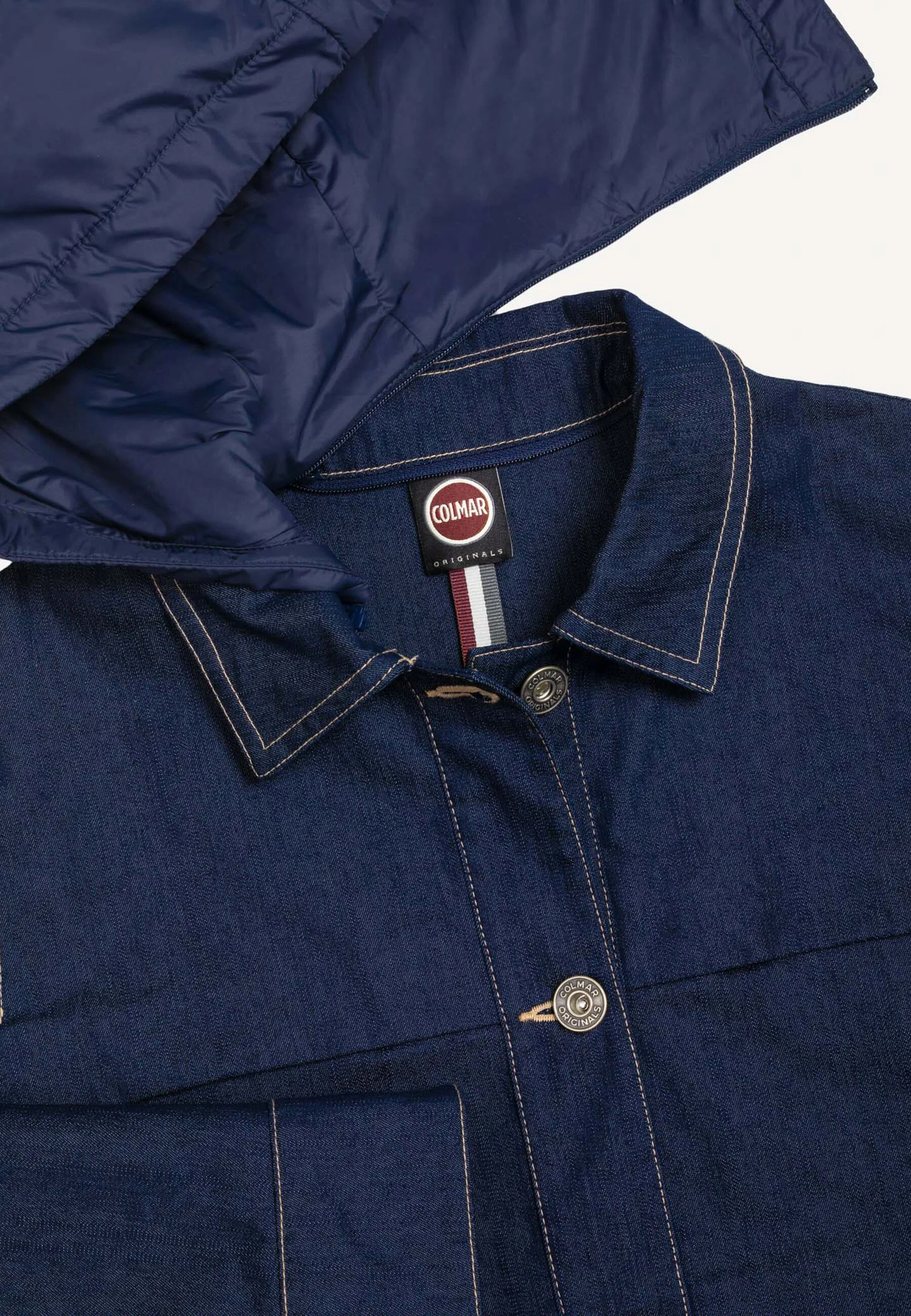 Navy Blue Hooded Denim Jacket
