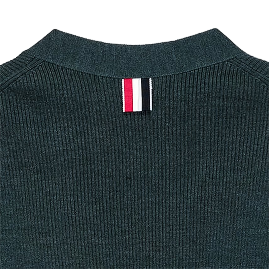 Deep V-Neck Knit Cardigan with Subtle Details