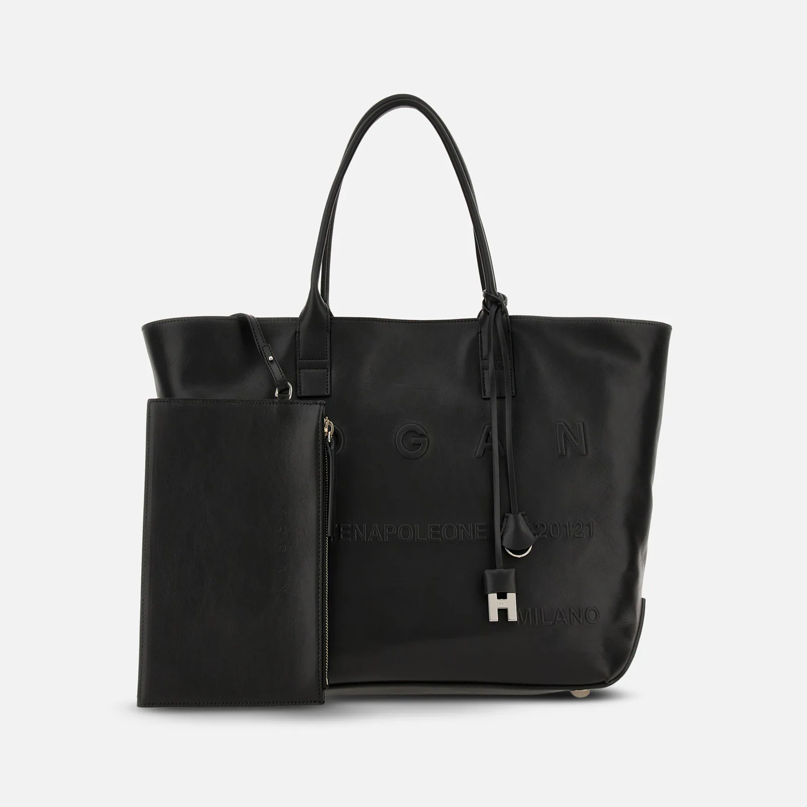 Refined Leather Tote Bag With Embossed Branding
