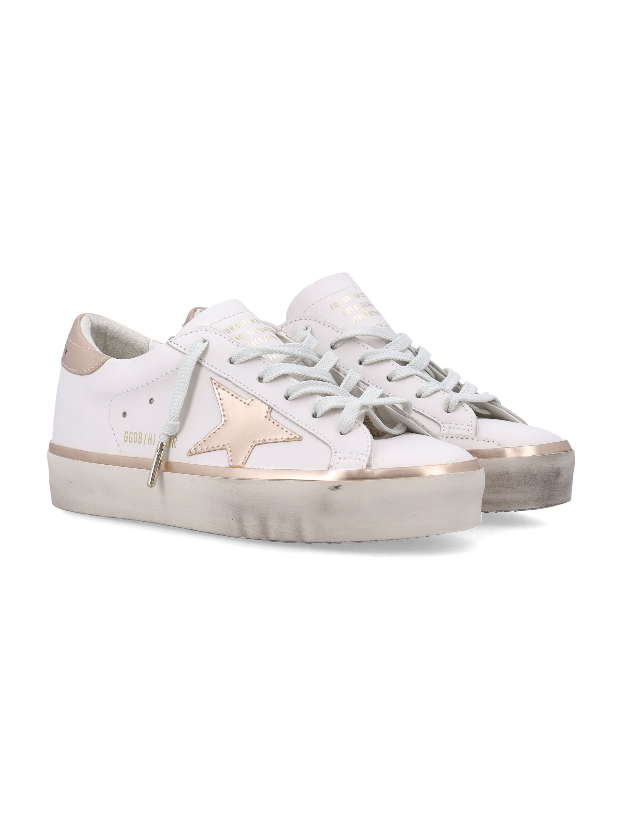 Hi Star White Leather Sneakers with Metallic Accents