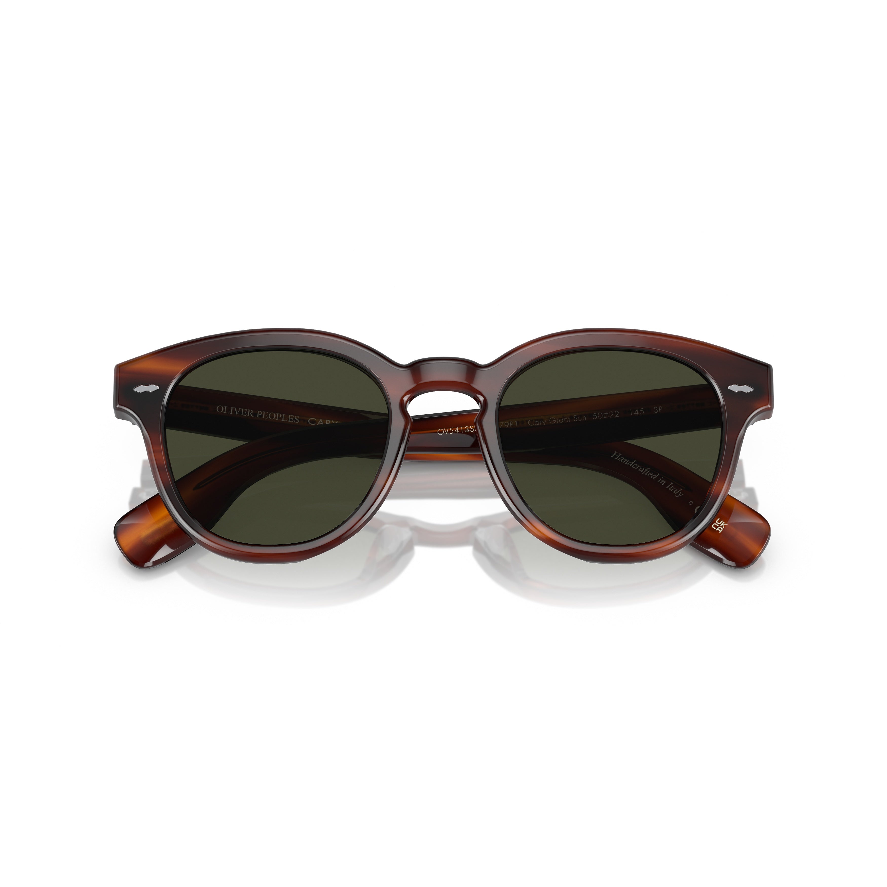 0ov5413su Tortoiseshell Round Sunglasses with Silver Accents