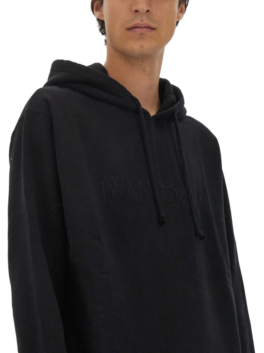 Relaxed Fit Black Hooded Sweatshirt