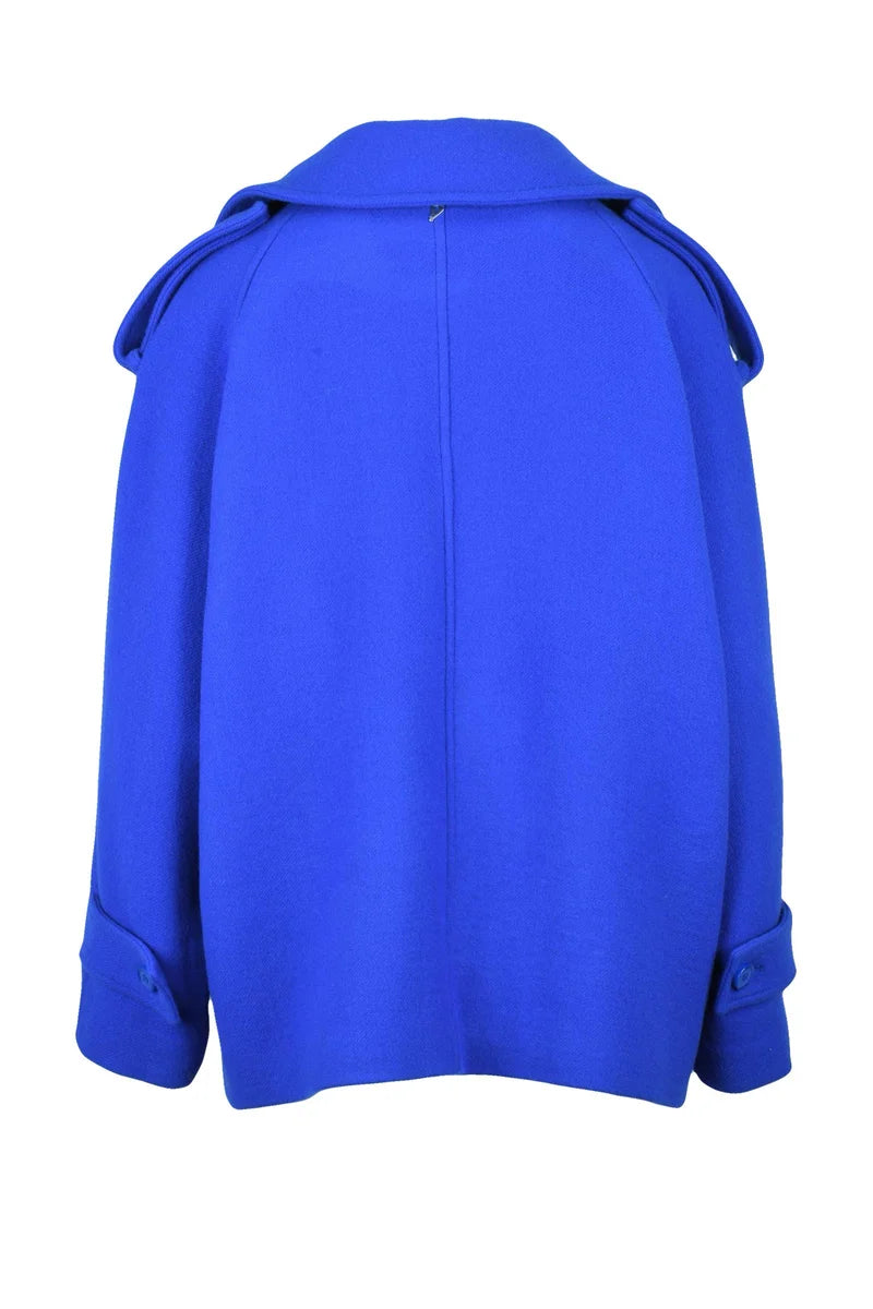 Double-Breasted Wool Cashmere Coat - Royal Blue