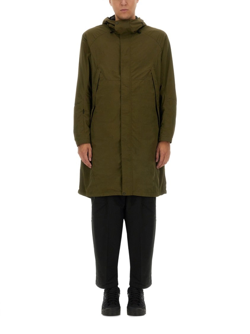 Long Green Nylon Parka With Design