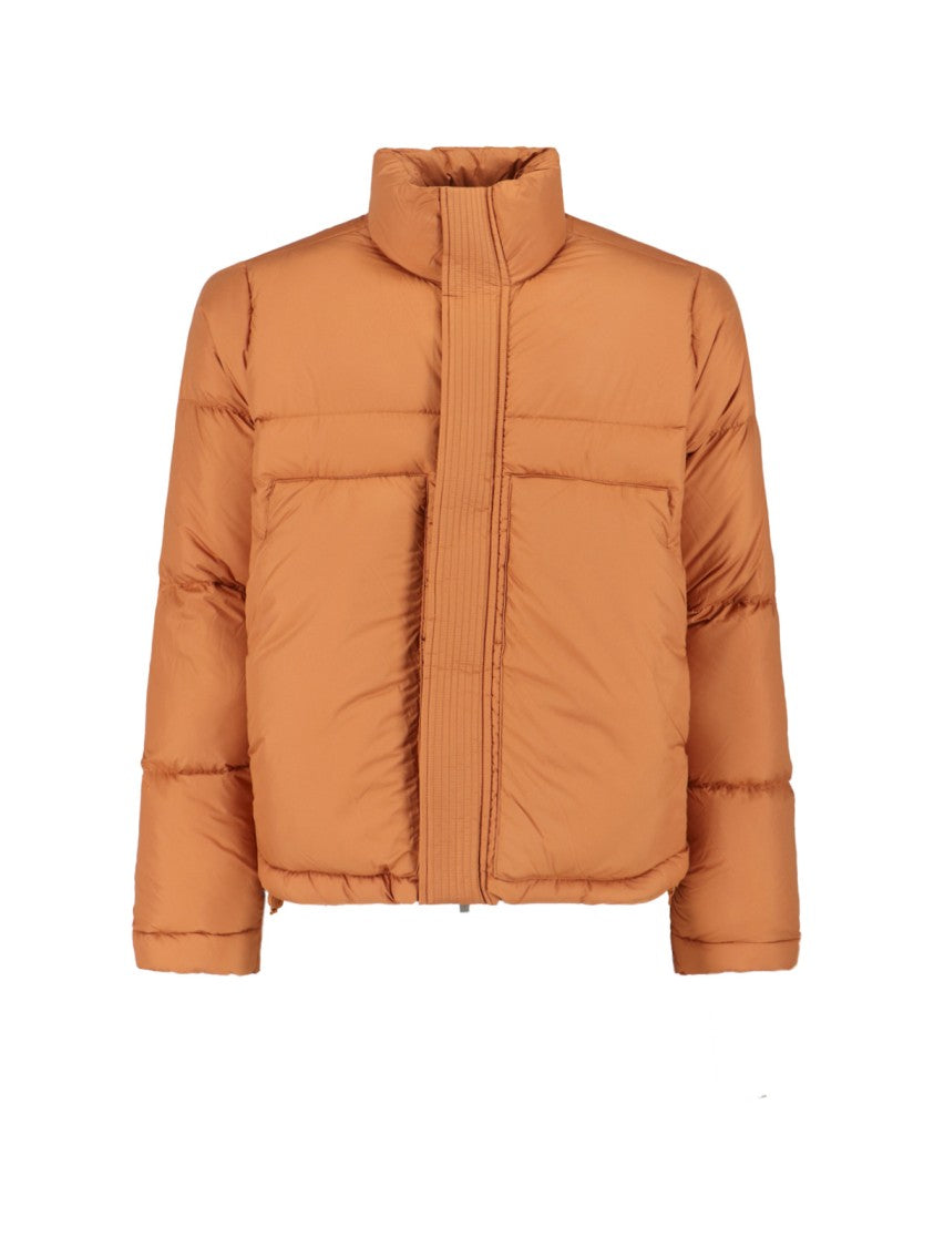 Vibrant Orange Minimalist Jacket With High Collar