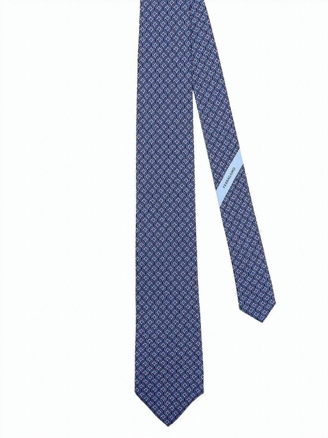 Blue Geometric Pattern Red White Silk Tie
