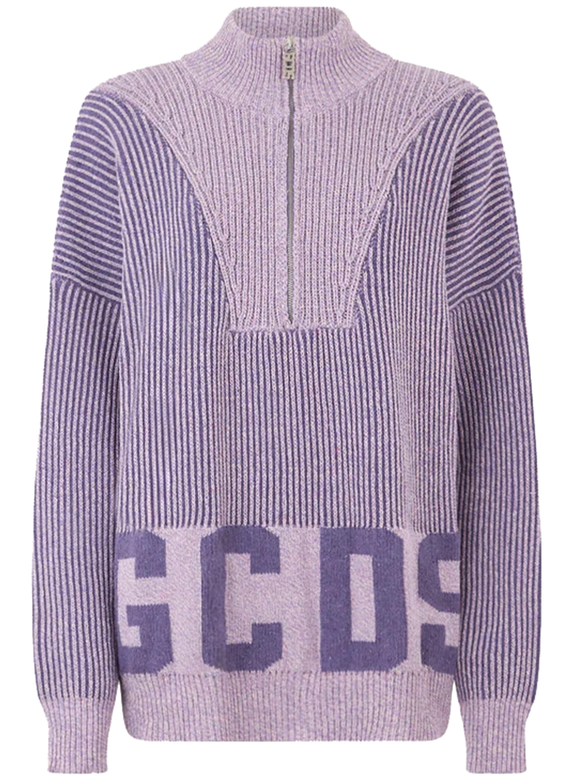 Ribbed Low Logo Half Zip Cotton Sweater