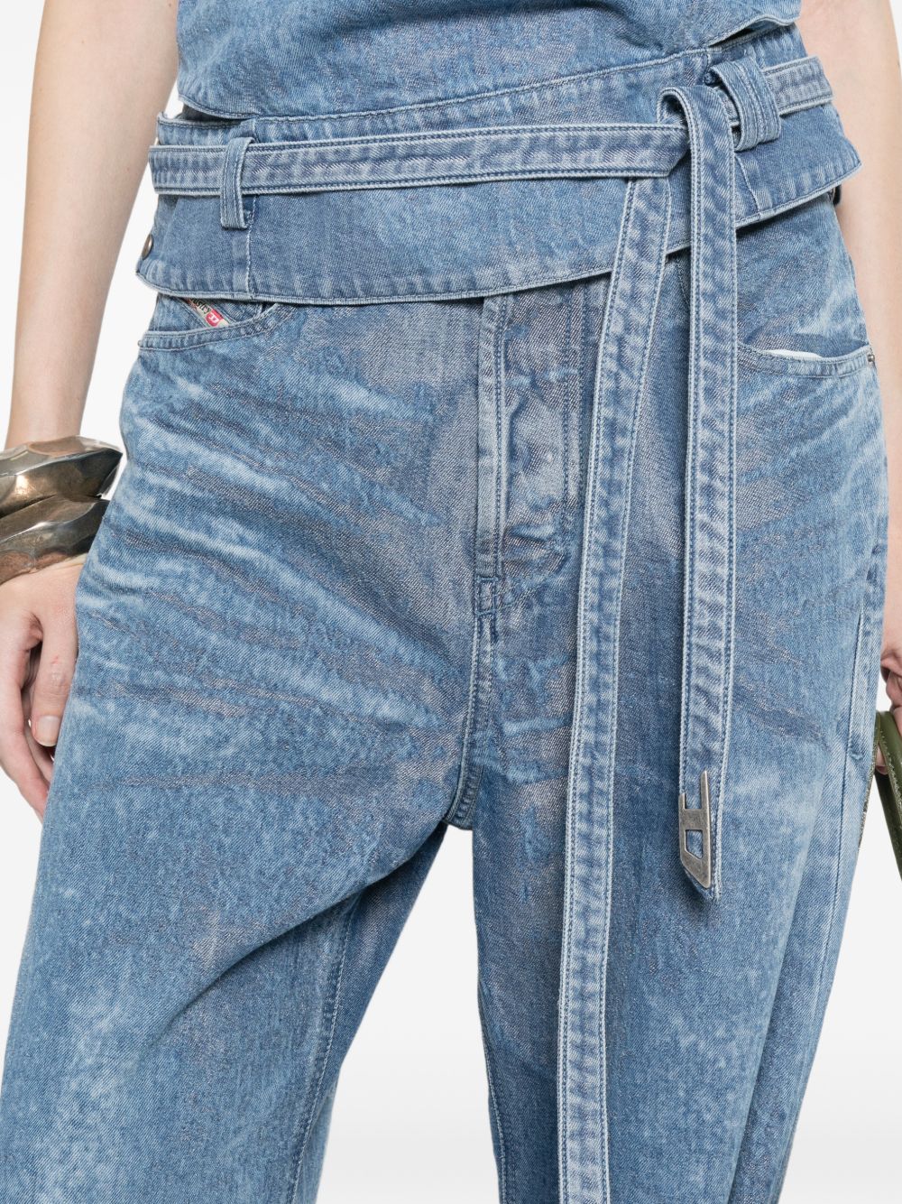 High-Waisted Wide-Leg Denim Pants