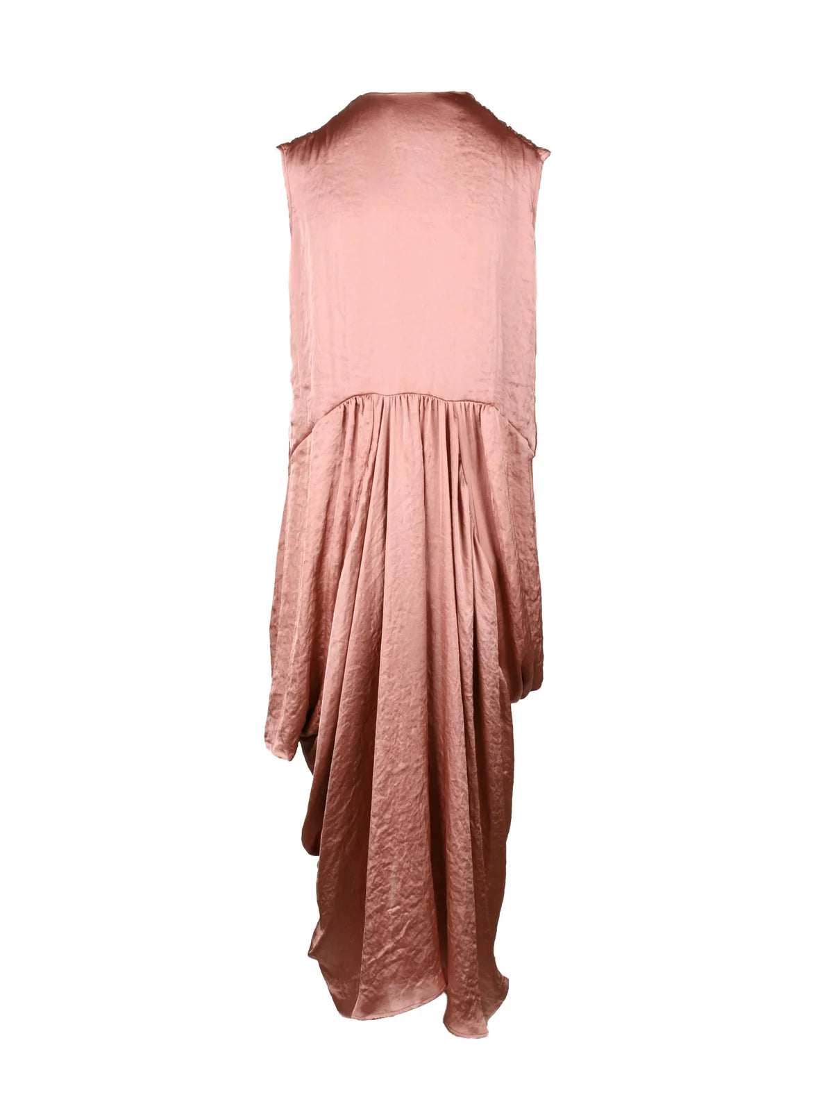 Asymmetrical Draped Long Dress with Satin Finish