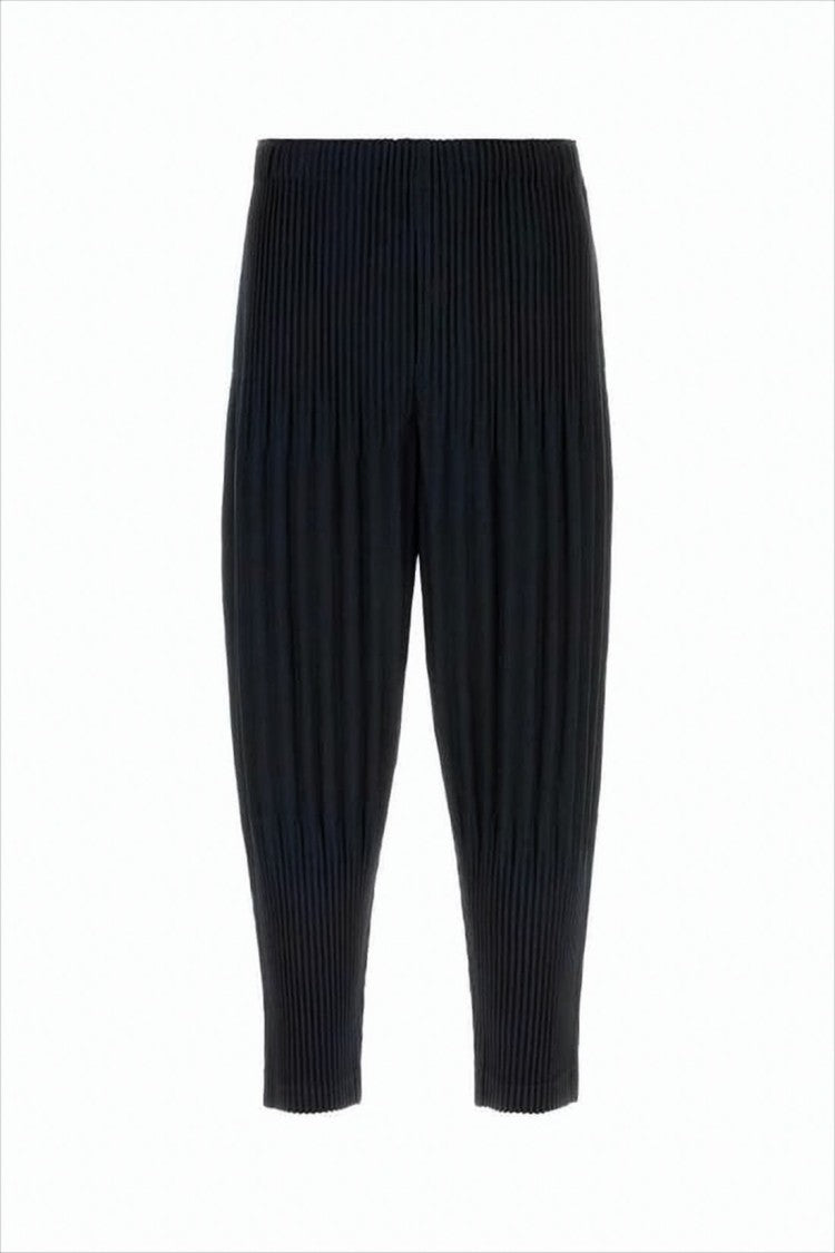 Cropped Pleated Jogger Pants with Textured Finish