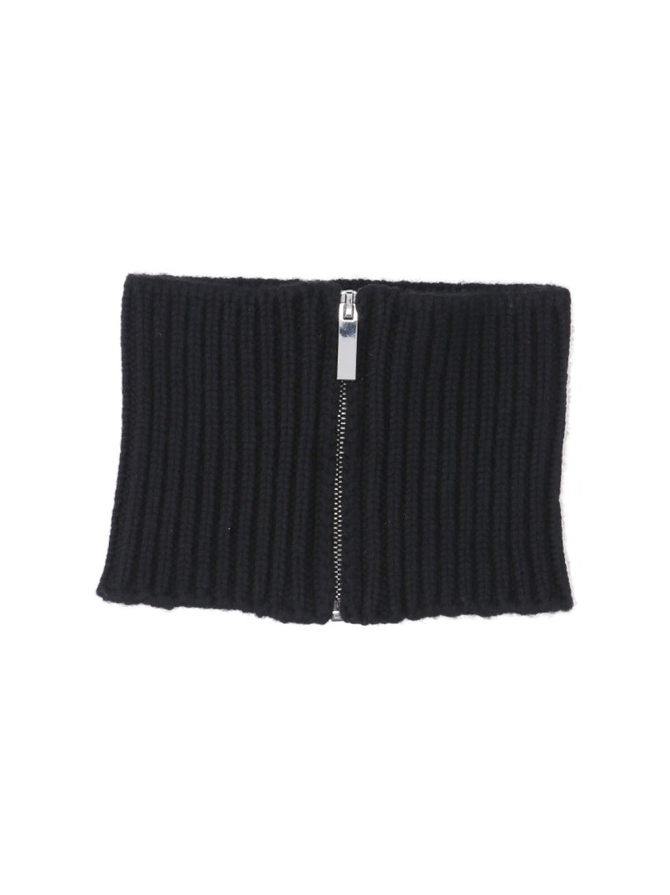 Ribbed Knit Scarf With Central Silver Zipper