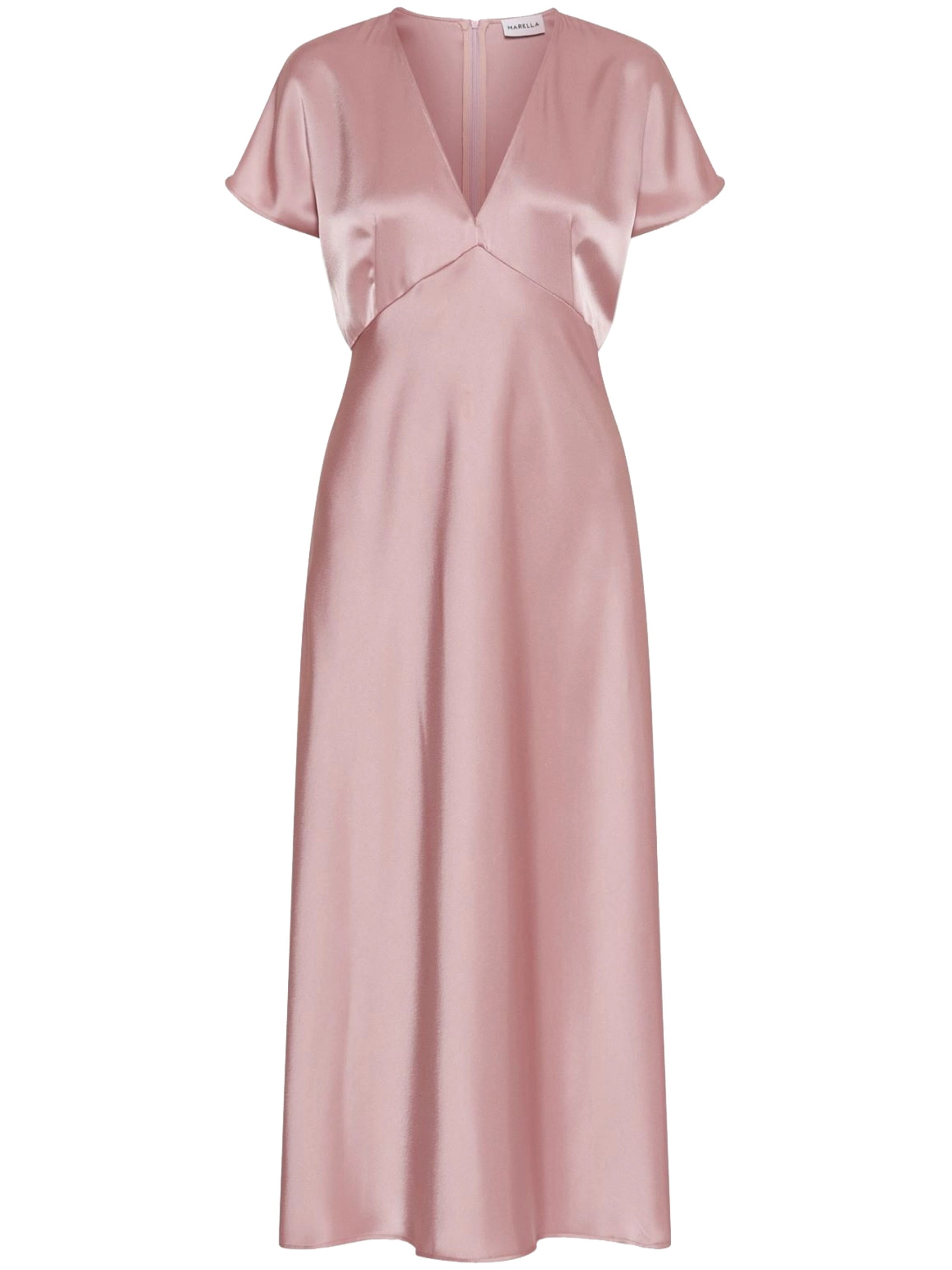 Midi Dress with V-Neckline and Flutter Sleeves