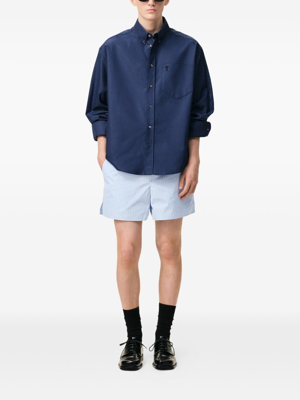 Light Blue Striped Shorts