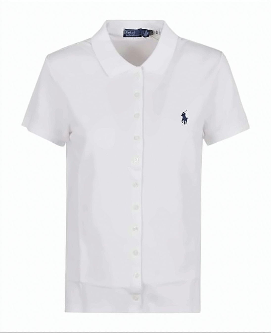 Fitted White Cotton Polo Shirt