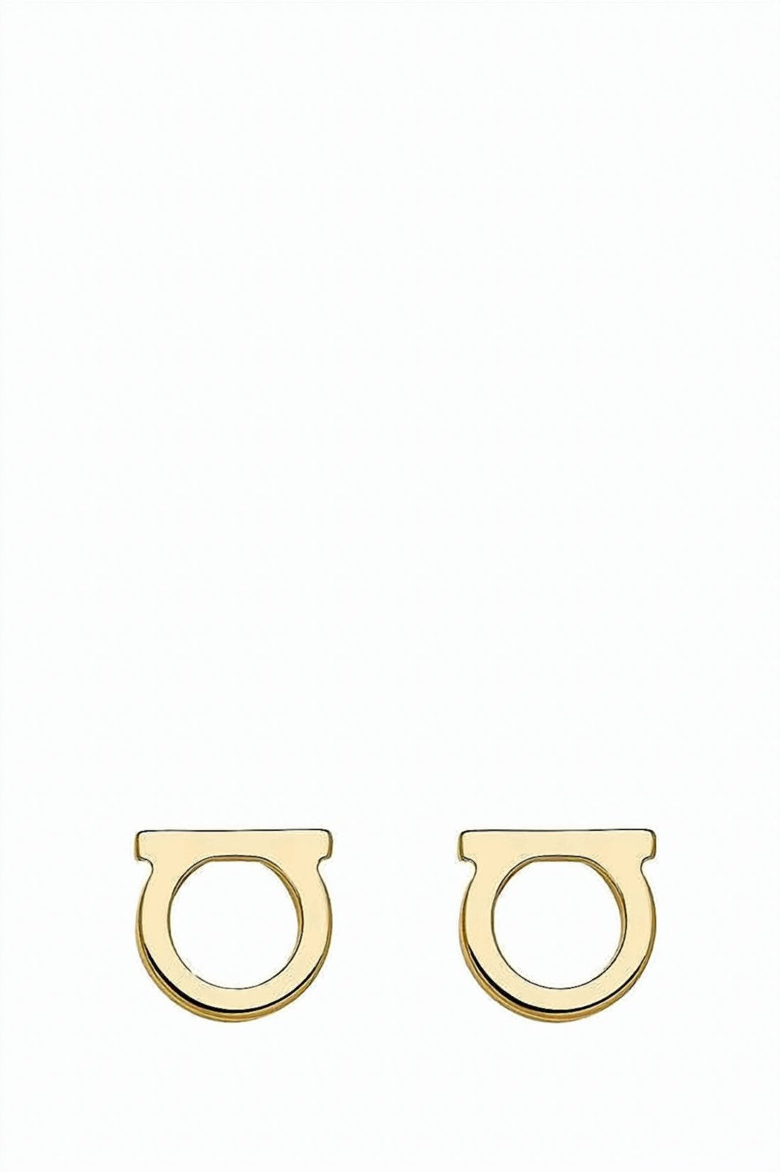 Polished Brass Stud Earrings with Open Oval Design