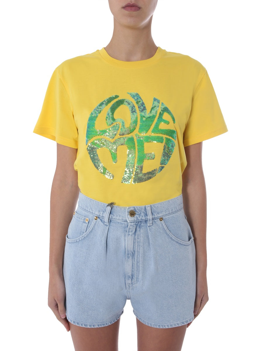 Sequin 'Love Me' Crew Neck T-Shirt