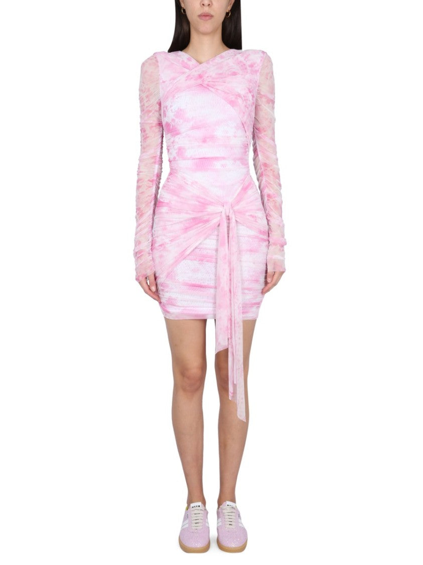 Fitted Mini Dress With Sheer Sleeves