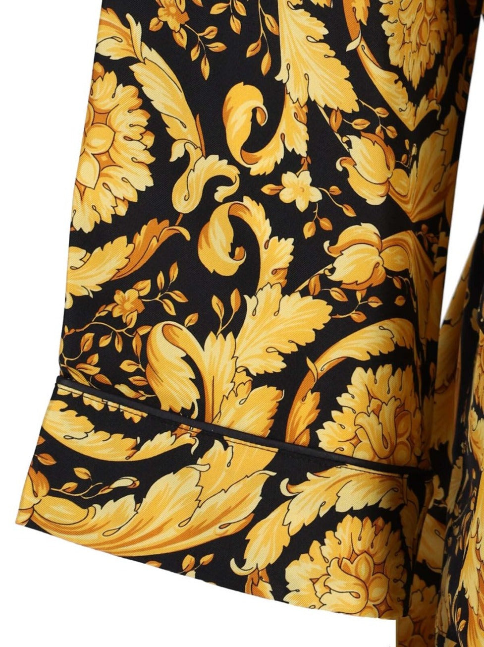 "Barocco" Silk Robe – Black/Yellow