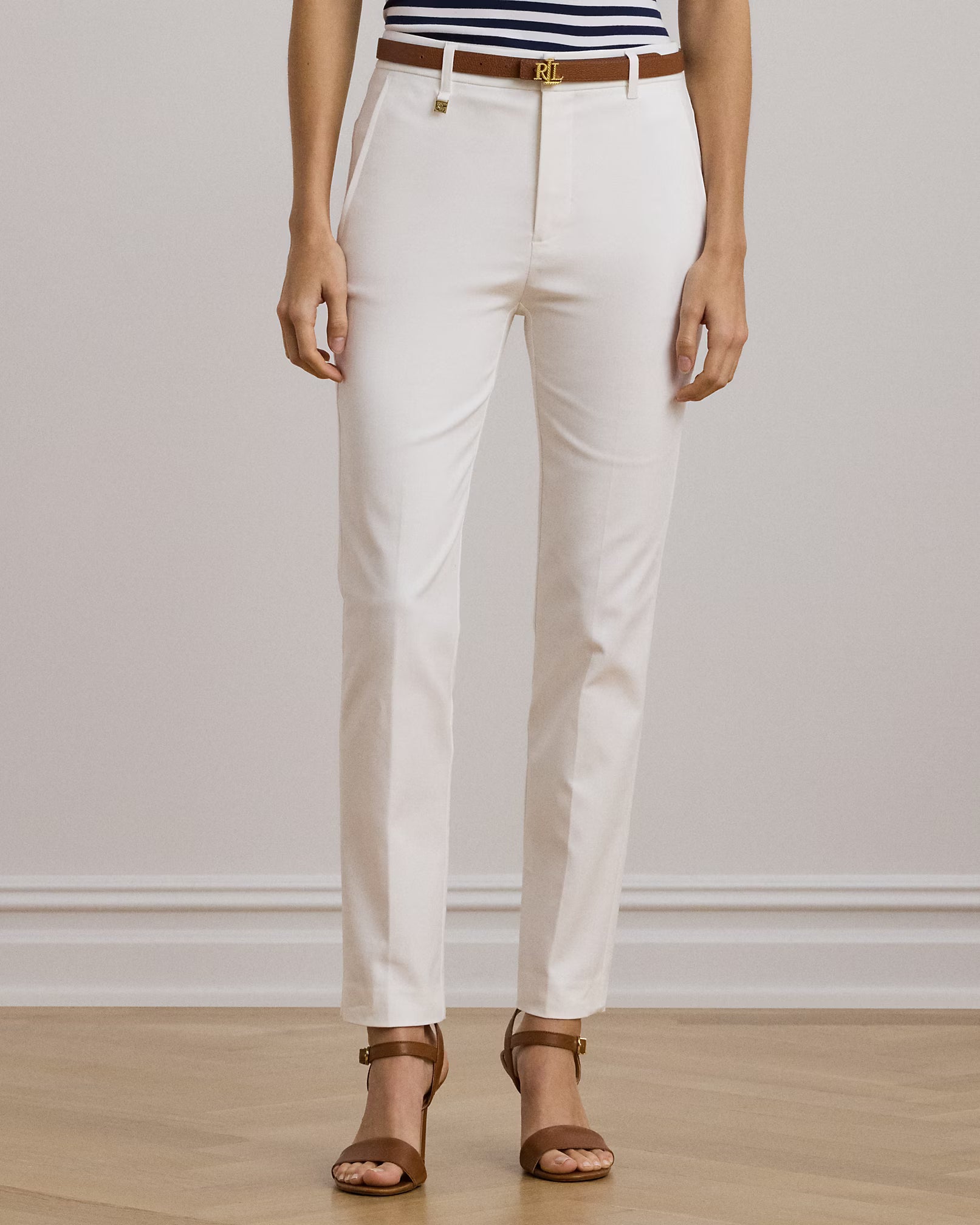 White Lakythia Slim Wool Stretch Trousers
