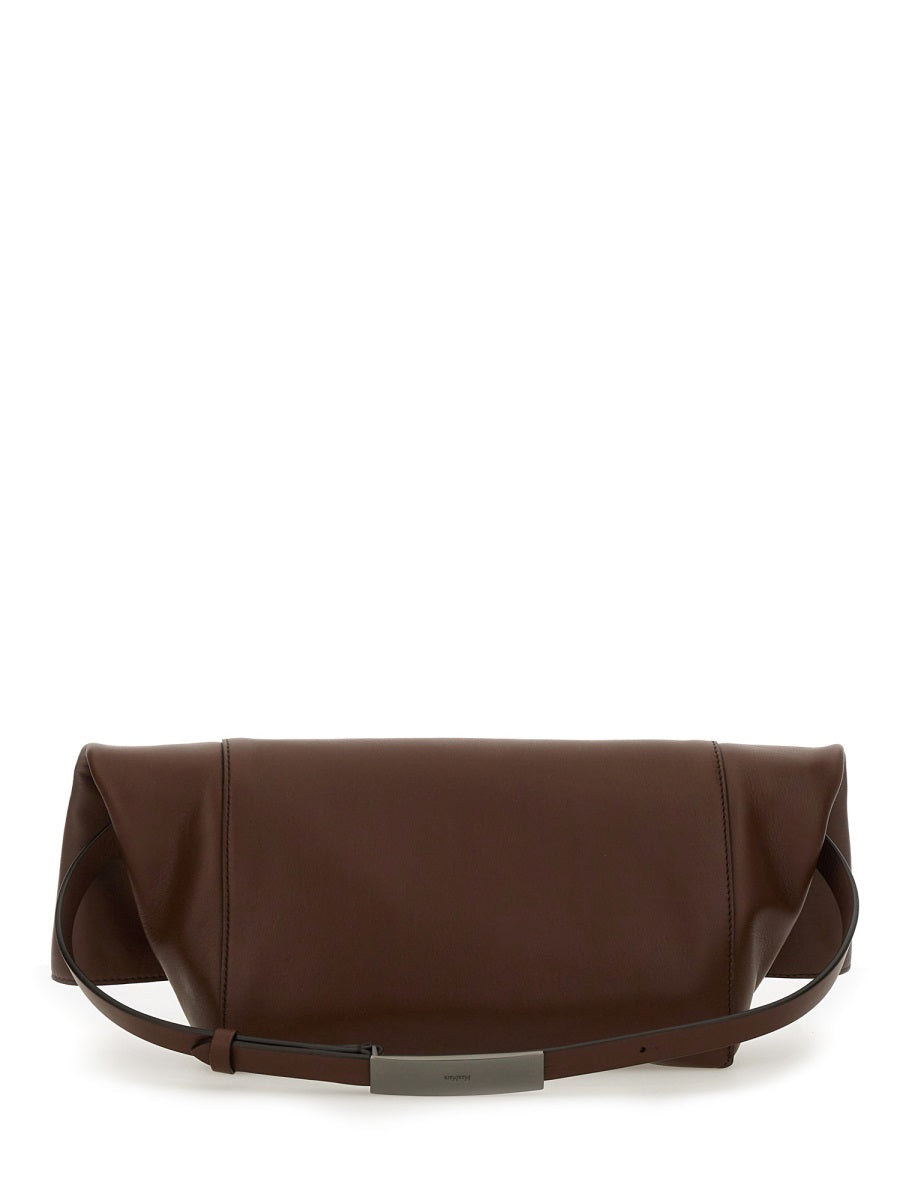 Medium Clutch with Clasp Closure in Calf Leather