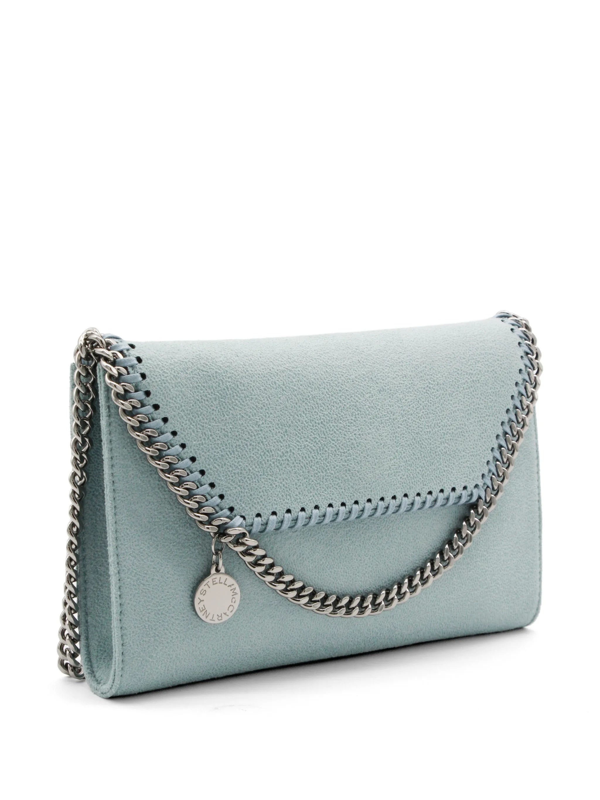 Textured Polyester Clutch With Silver Chain Strap
