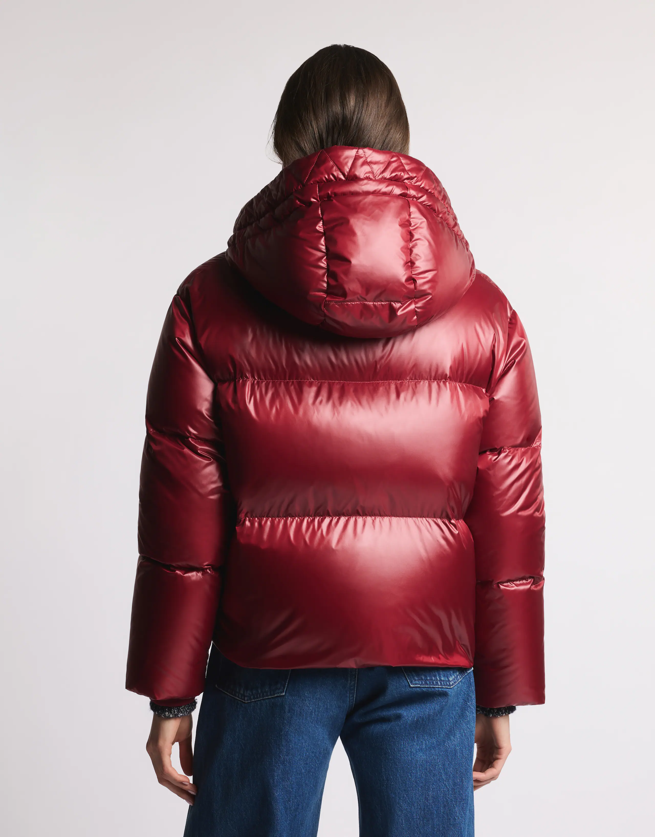 Cardinal Red Puffer Jacket With Hood