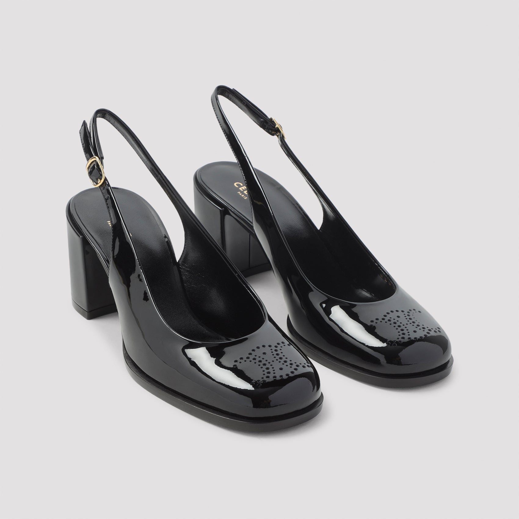 Black Calf Leather Slingbacks