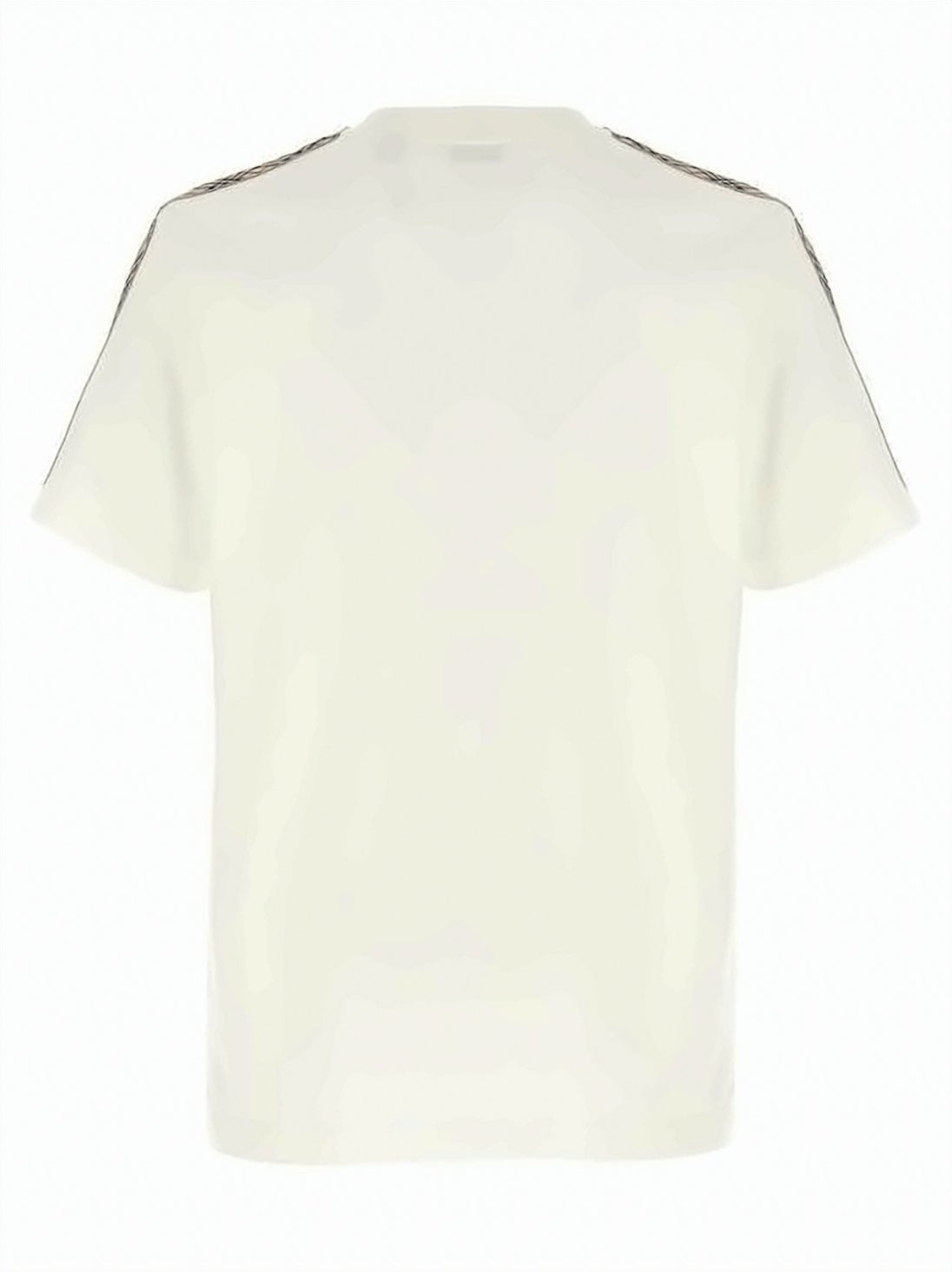 Cotton T-Shirt with Check-Trimmed Shoulders and Sleeves