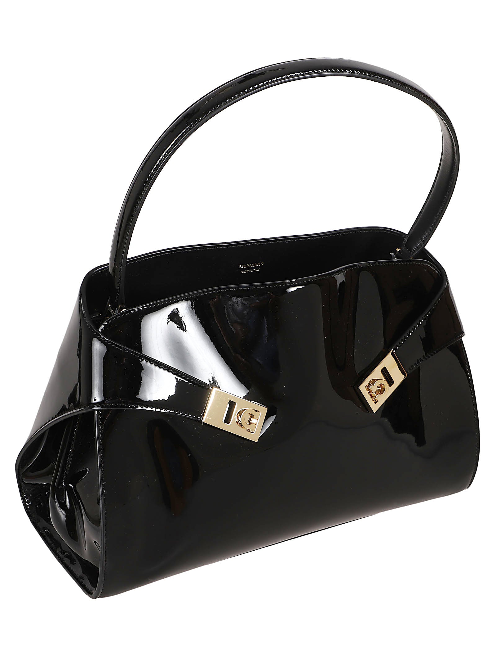 Curved Silhouette Bag with Gold Buckle Details