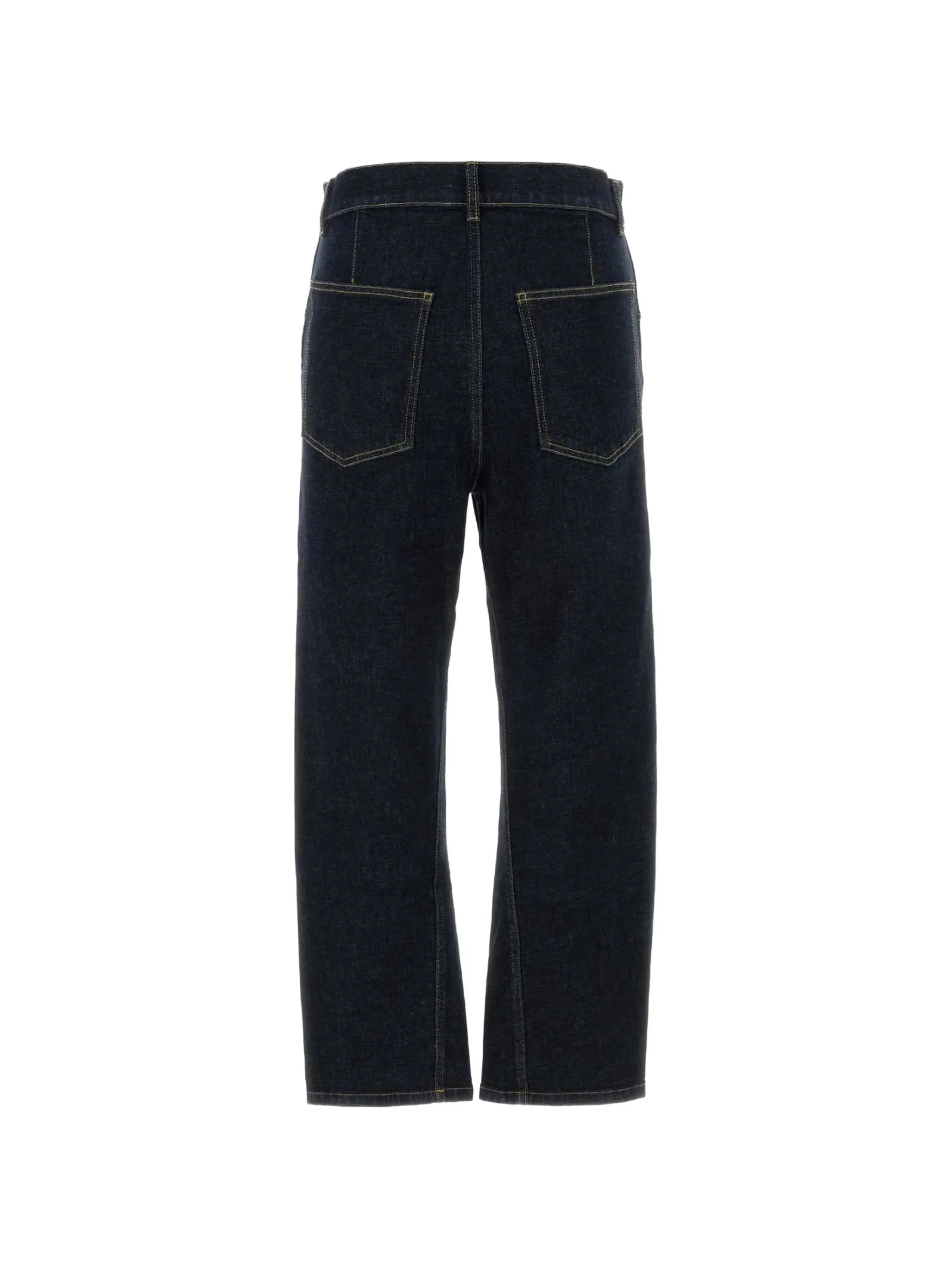 Indigo Cropped Five Pocket Cotton Denim Pants