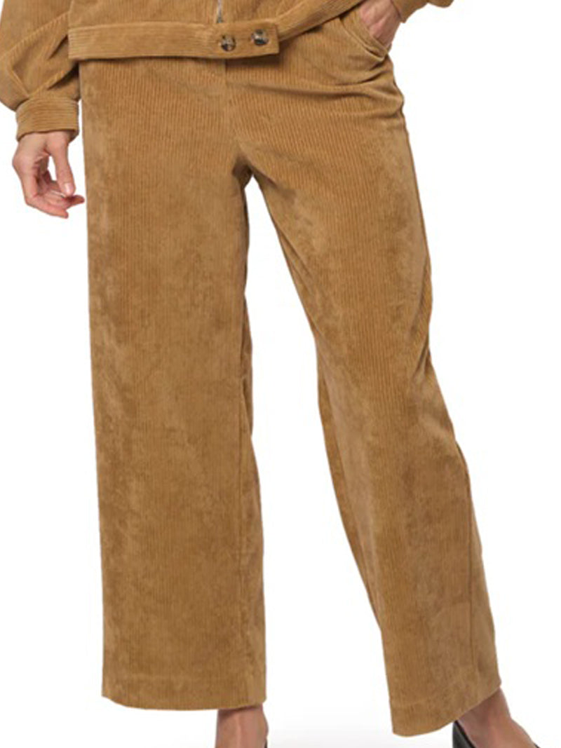 High-Waisted Cotton Corduroy Trousers with Tailored Design