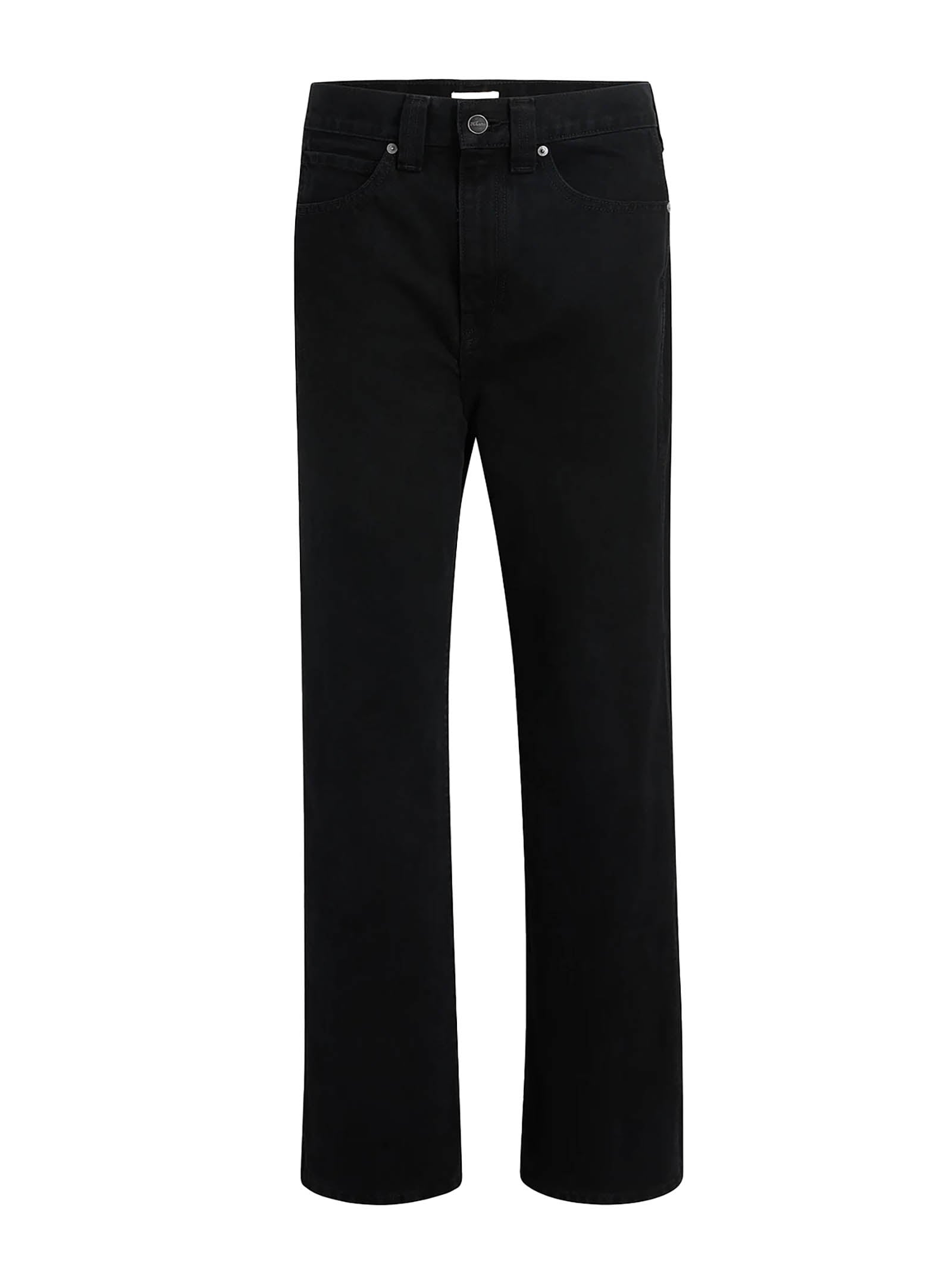 Relaxed Fit Straight Leg Jeans In Soft Black Cotton Denim