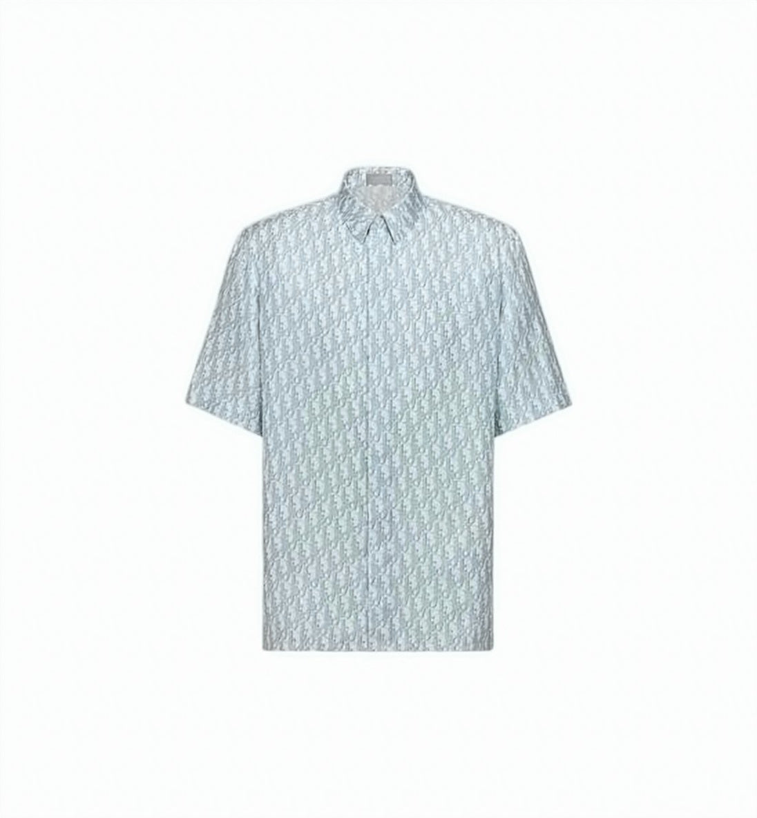 Silk Short-Sleeved Shirt with All-Over Pattern