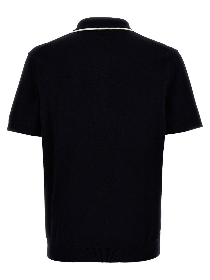 Short-Sleeve Polo Shirt with Ribbed Collar