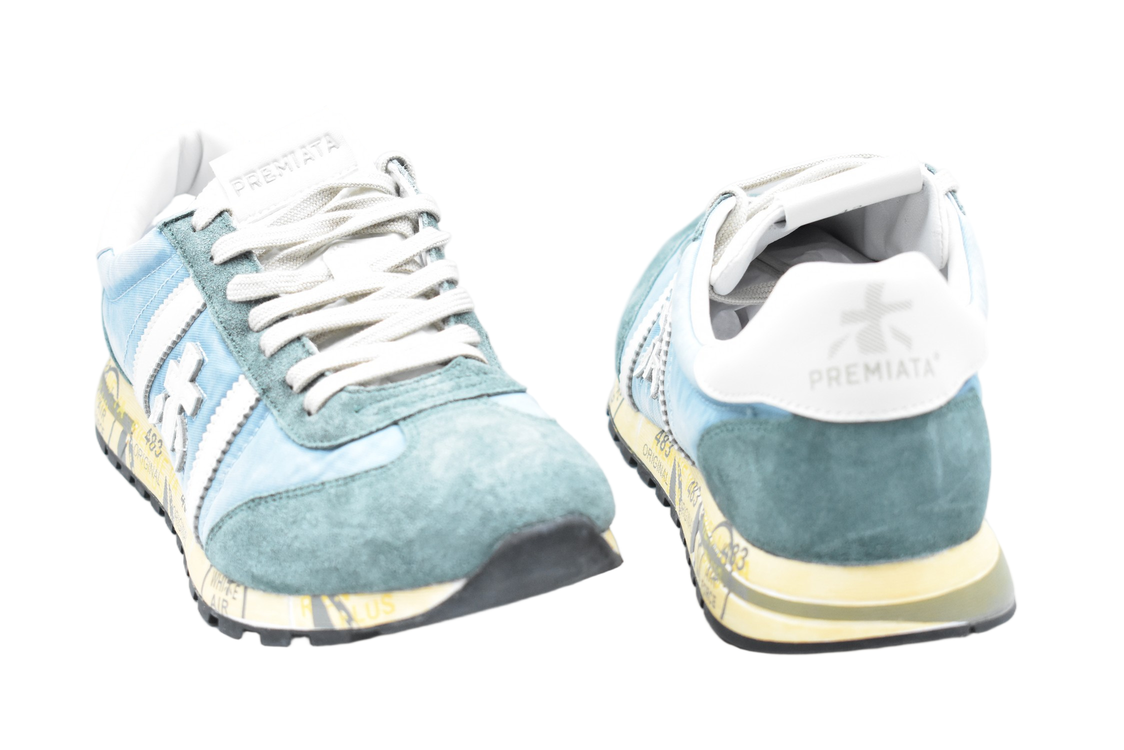 Hybrid Aqua Green Low-Top Sneakers With Logo