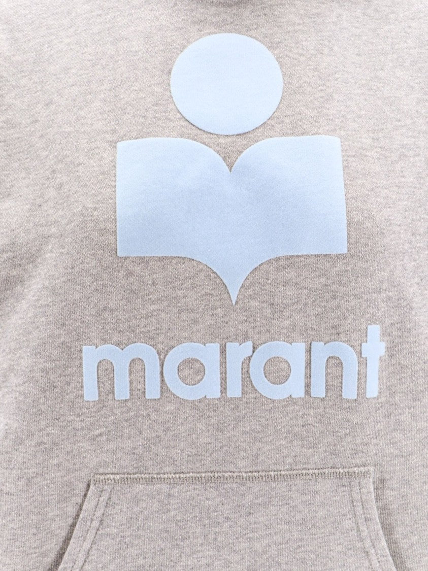 Heathered Fabric Hoodie with Graphic Logo Detail
