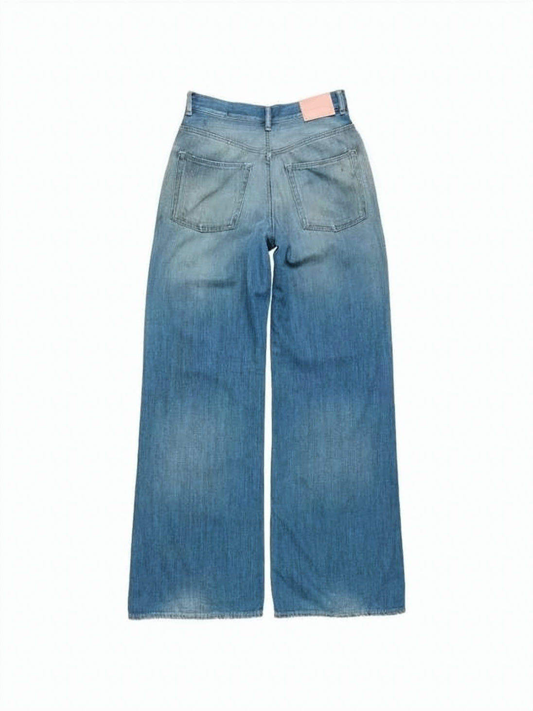 Wide-Leg Denim Pants With Faded Wash