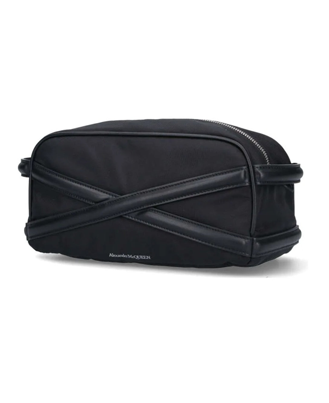 Black Calf Leather Bag with Crisscross Detail