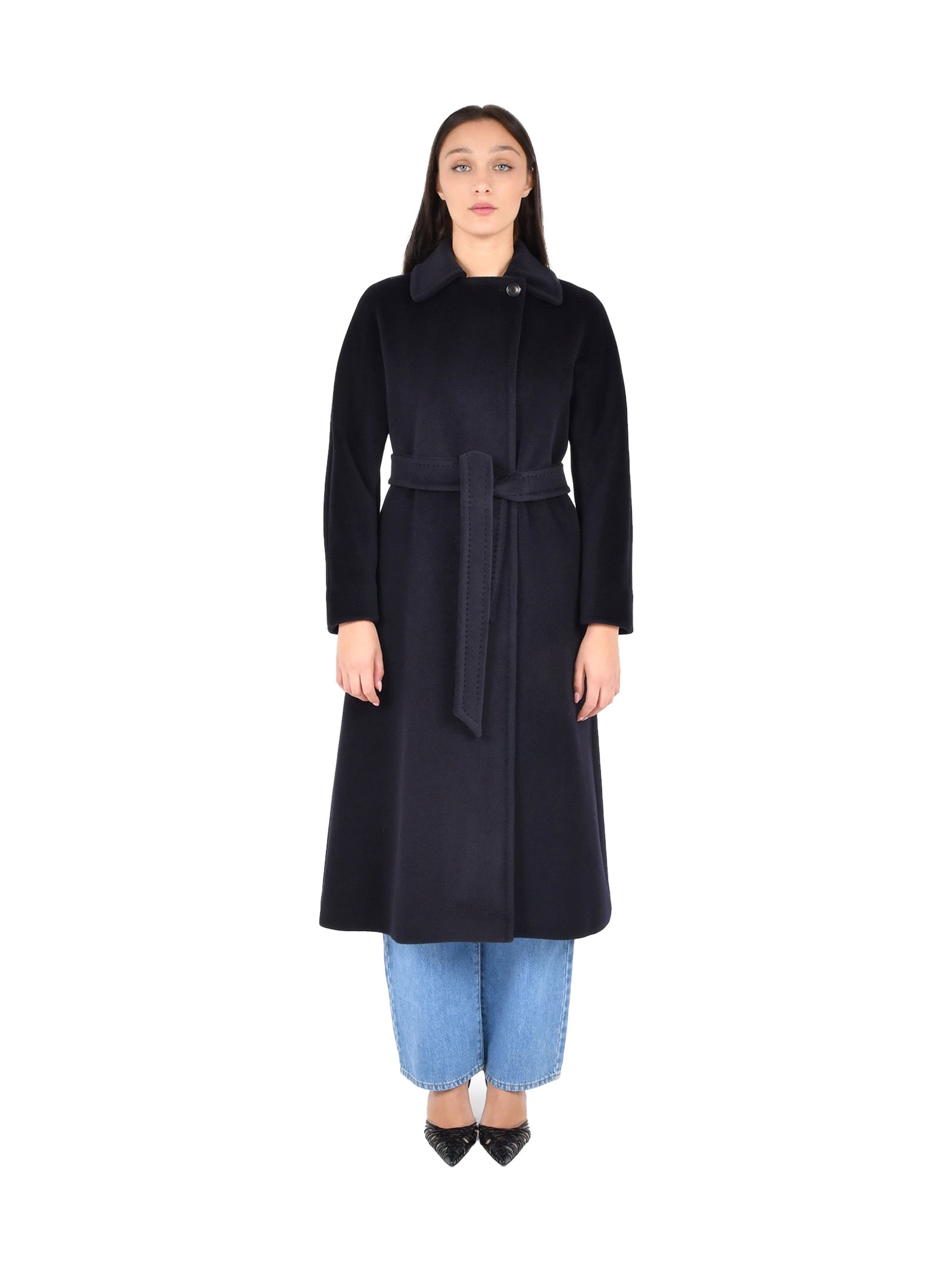 Midi Wrap Coat In Wool-Beaver Blend