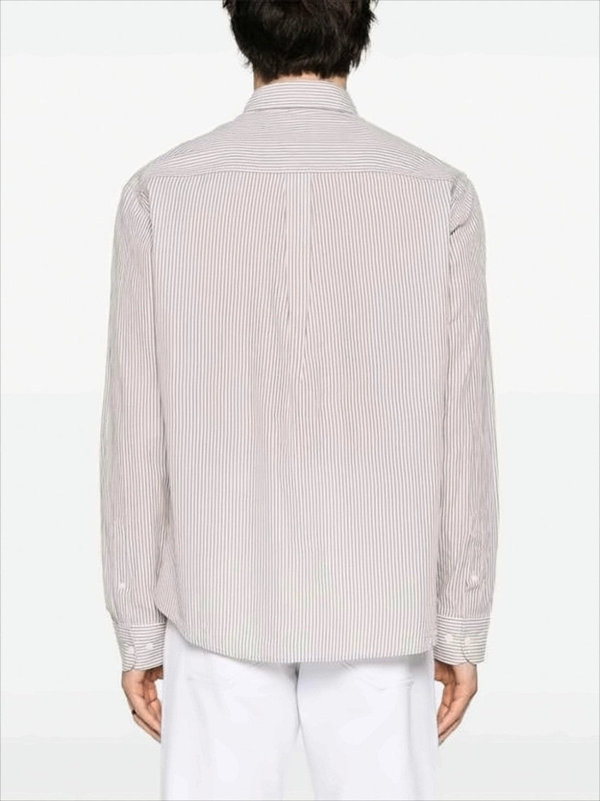 Vertical Striped Long-Sleeve Shirt with Classic Collar