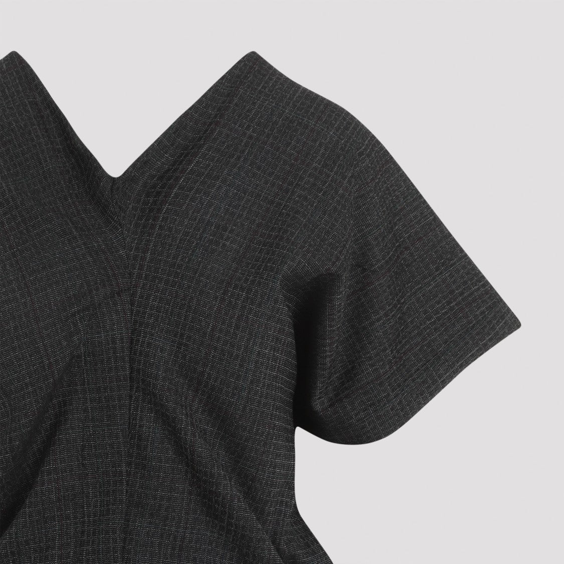 Wool Blouse With Unique V-Neck Design And Draped Sleeves