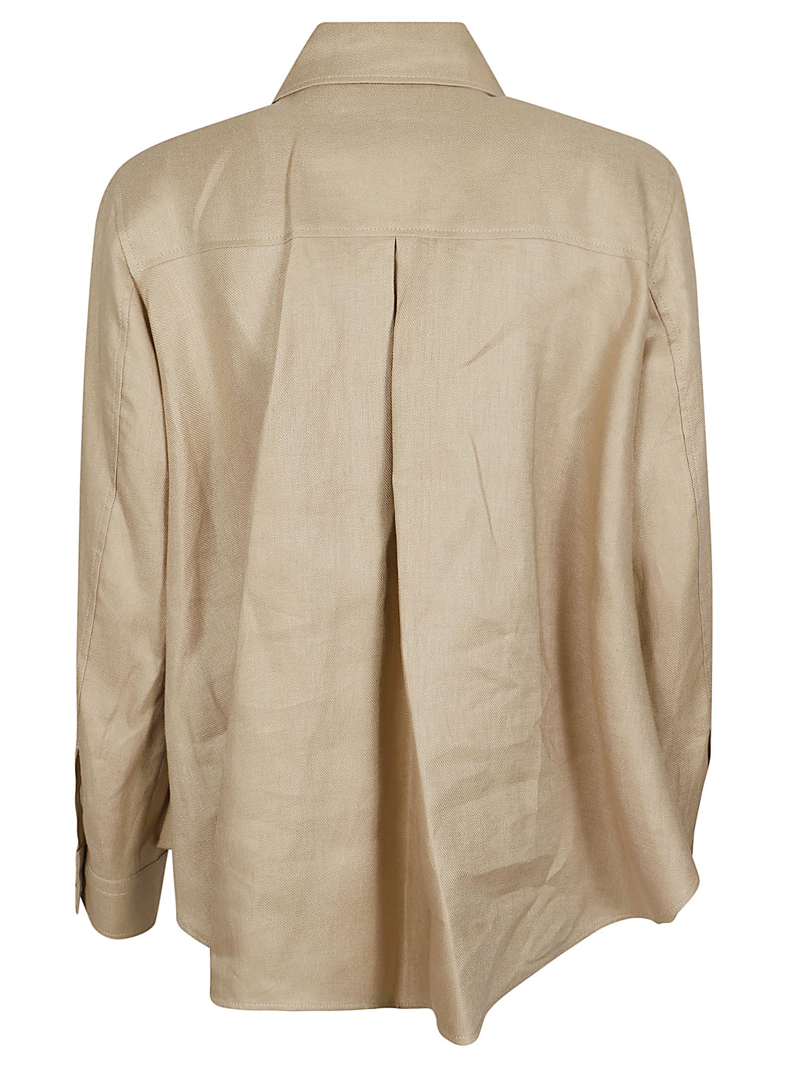 Relaxed Fit Linen Jacket with Classic Collar and Flap Pockets