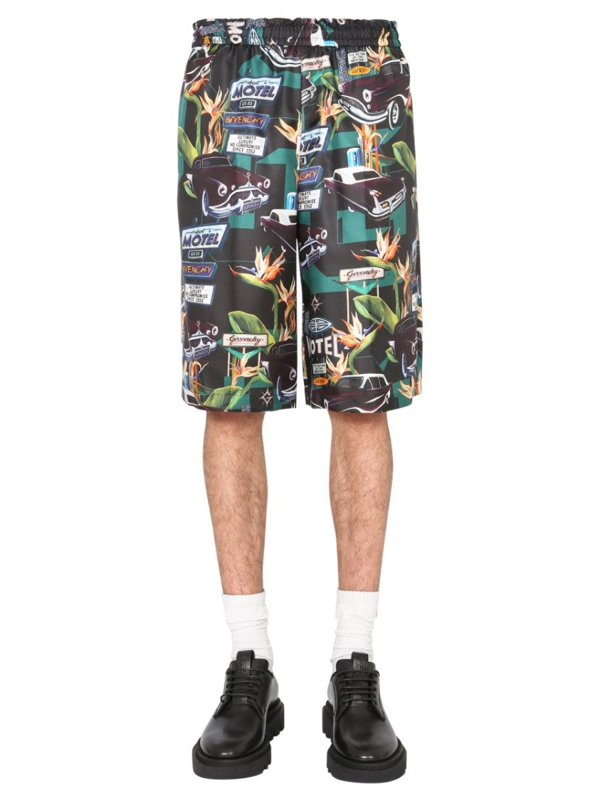 Printed Silk Bermuda Shorts