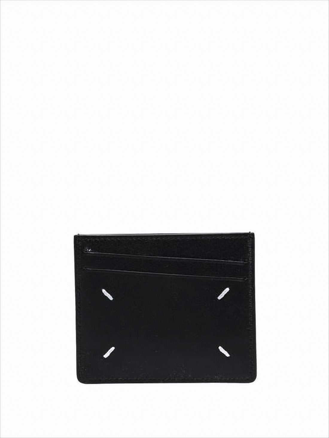 Textured Calf Leather Cardholder with Signature Stitching