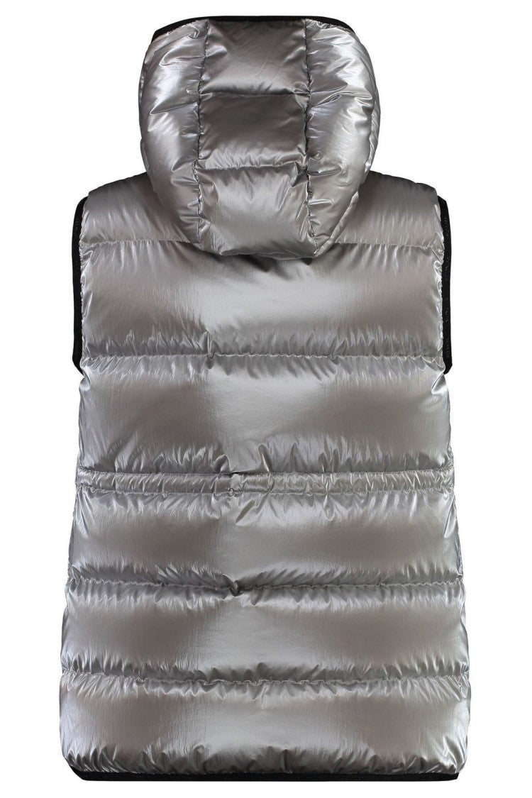 Quilted Metallic-Finish Sleeveless Puffer Vest