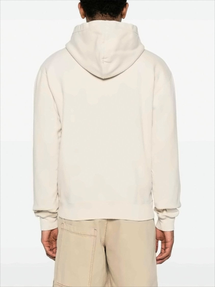 Light Beige Hooded Sweatshirt With Minimalist Design