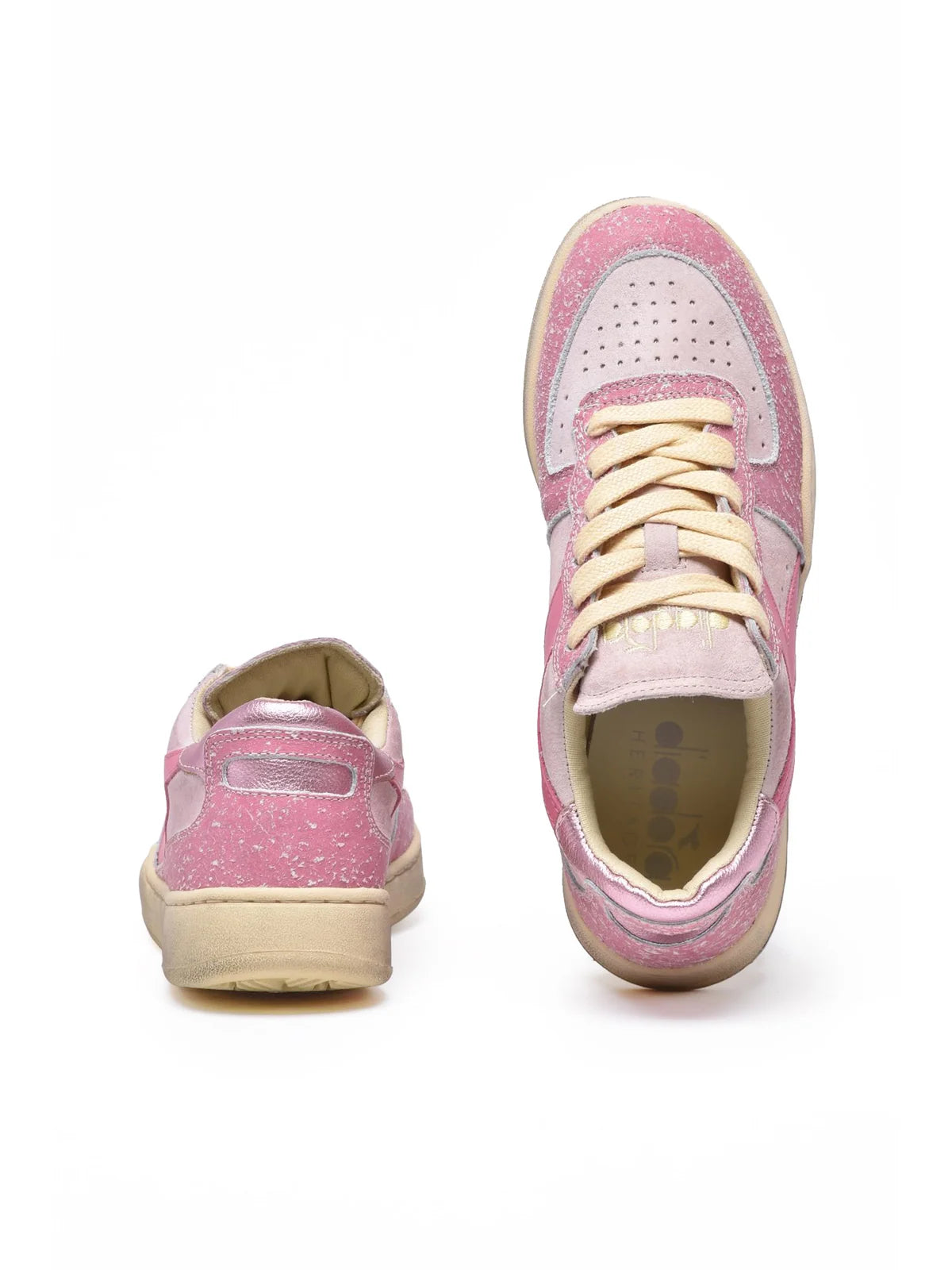 Pink Leather Basket Sneakers
