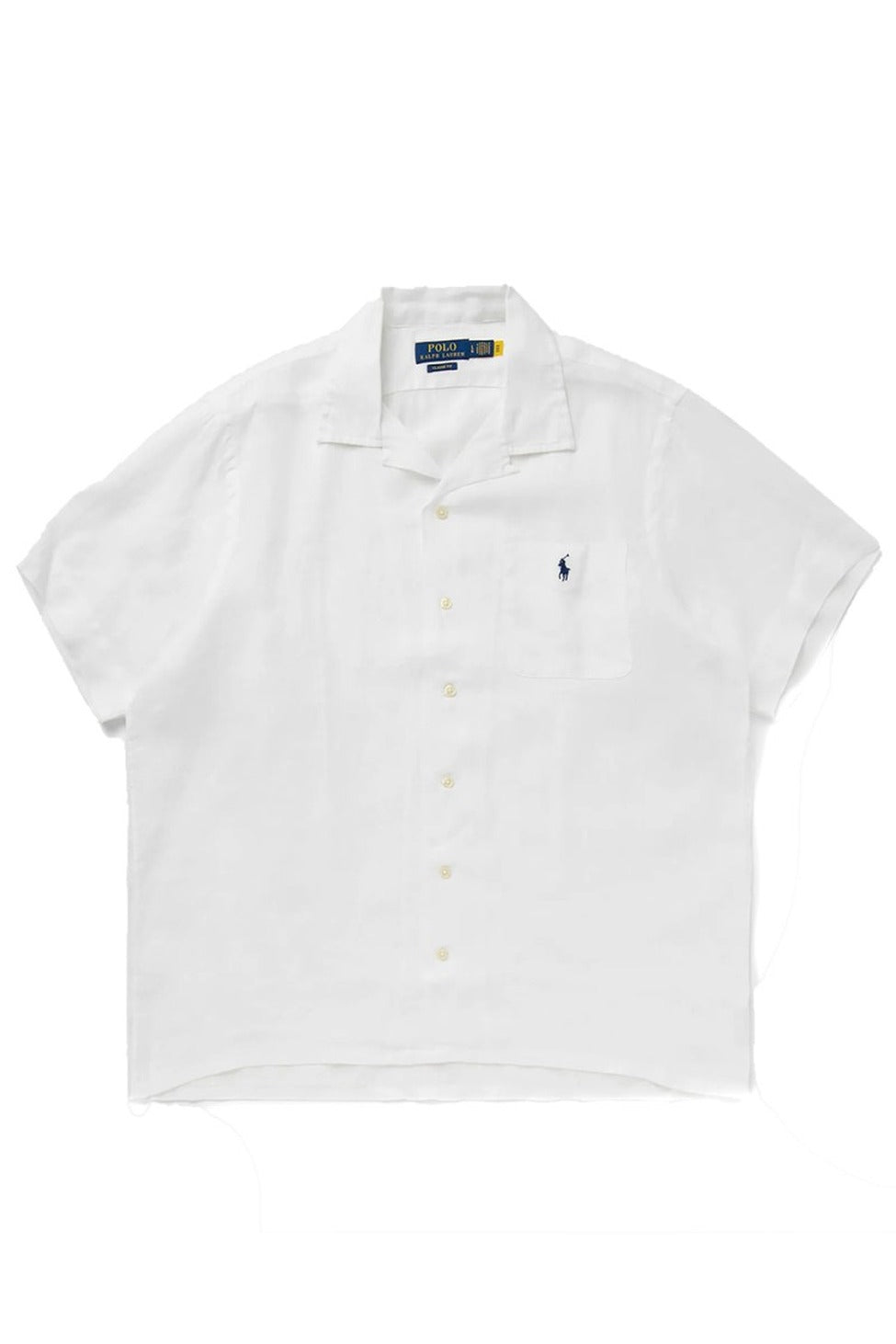 White Cotton Button-Up Short-Sleeve Shirt