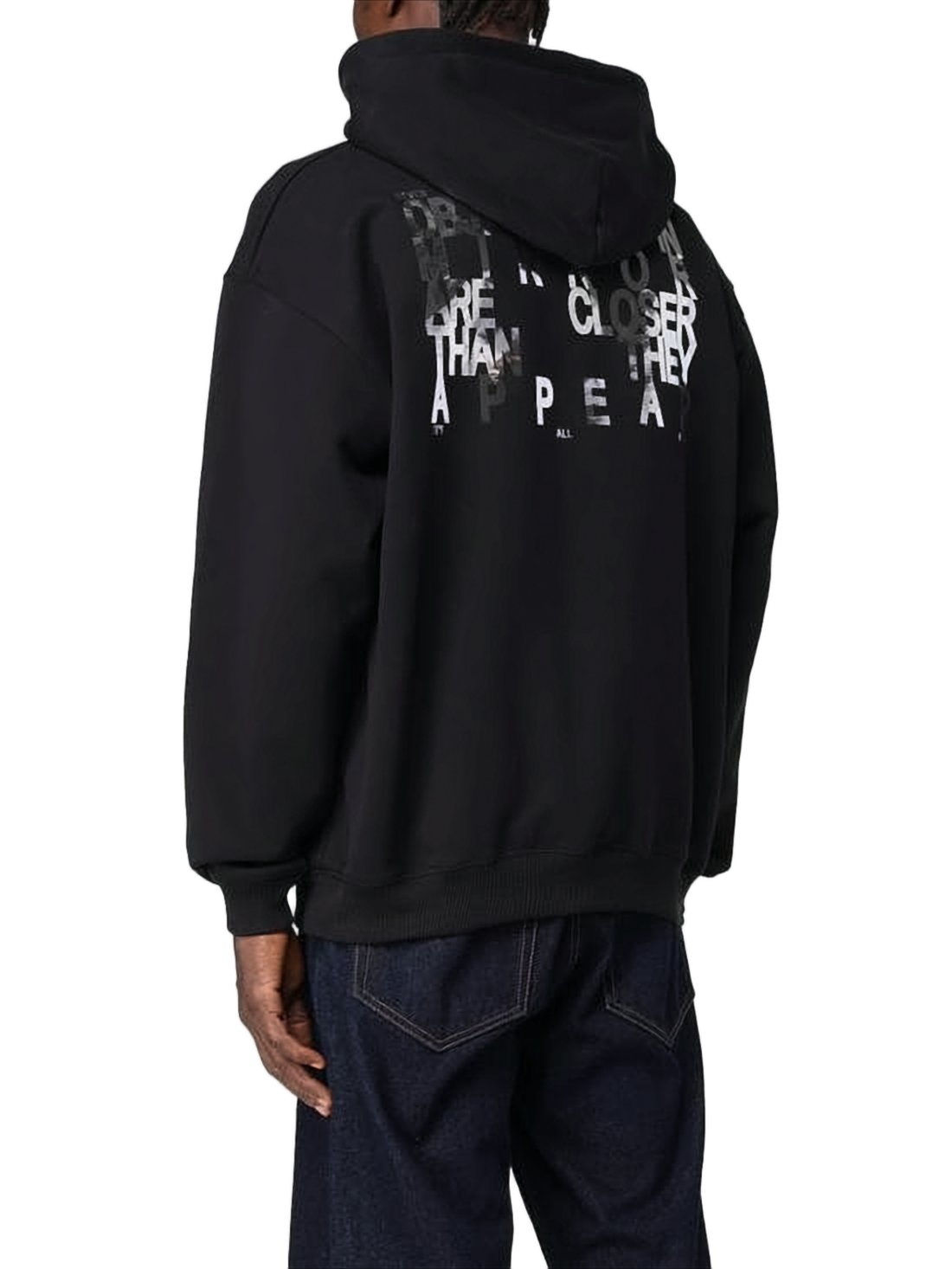 Relaxed Fit Black Hoodie With Graphic Back And Kangaroo Pocket