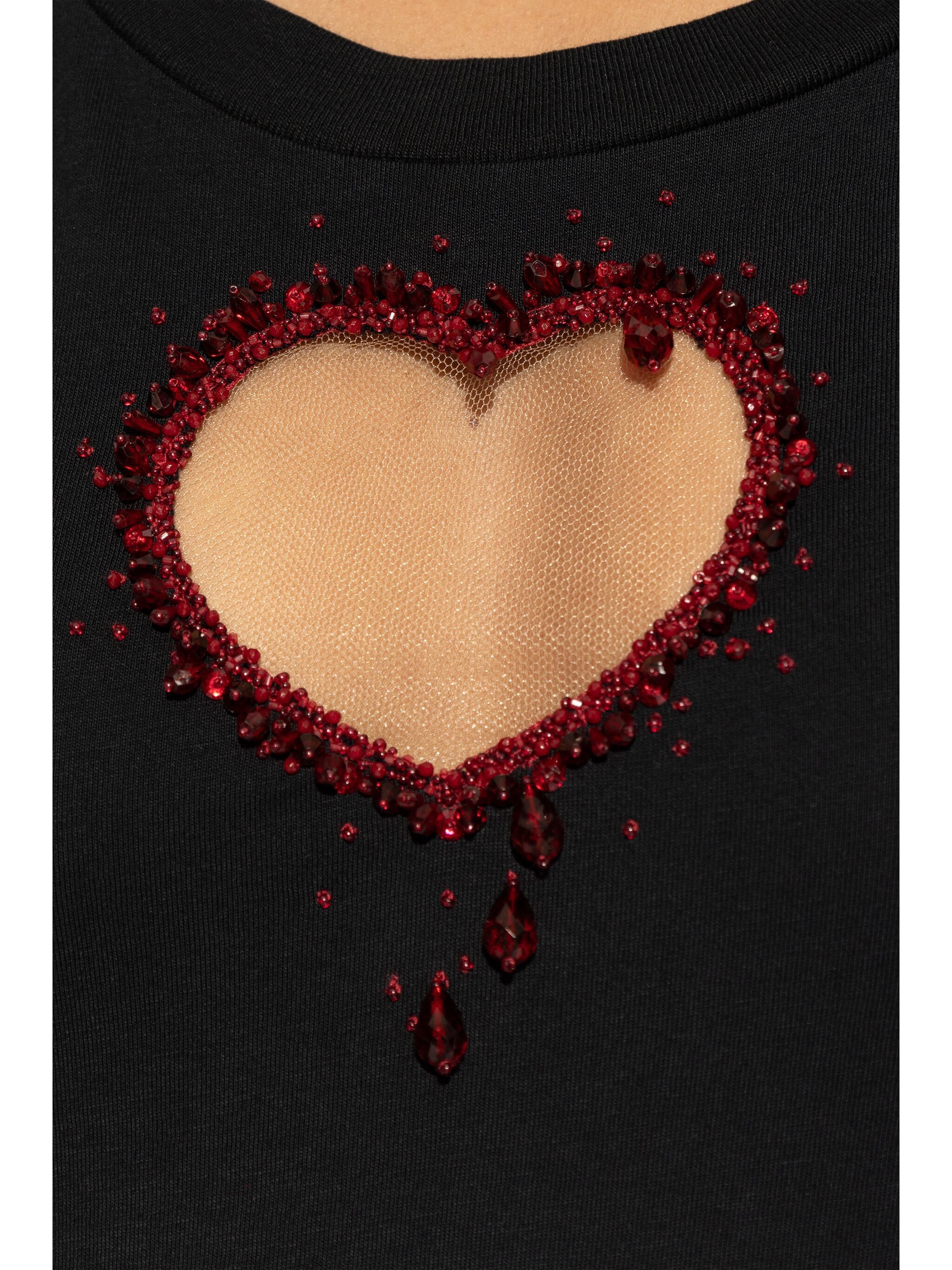 Fitted Black Cotton Heart Cutout Dress
